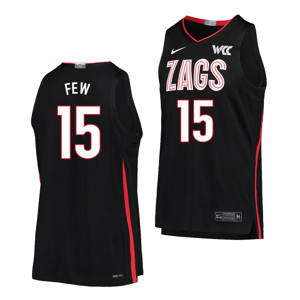 Men #15 Joe Few Gonzaga Bulldogs College Basketball Jerseys Sale-Black - Click Image to Close